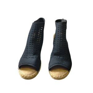 Steven By Steve Madden Women's Size 8 Evers Espadrille Black Mesh Stretch Wedge